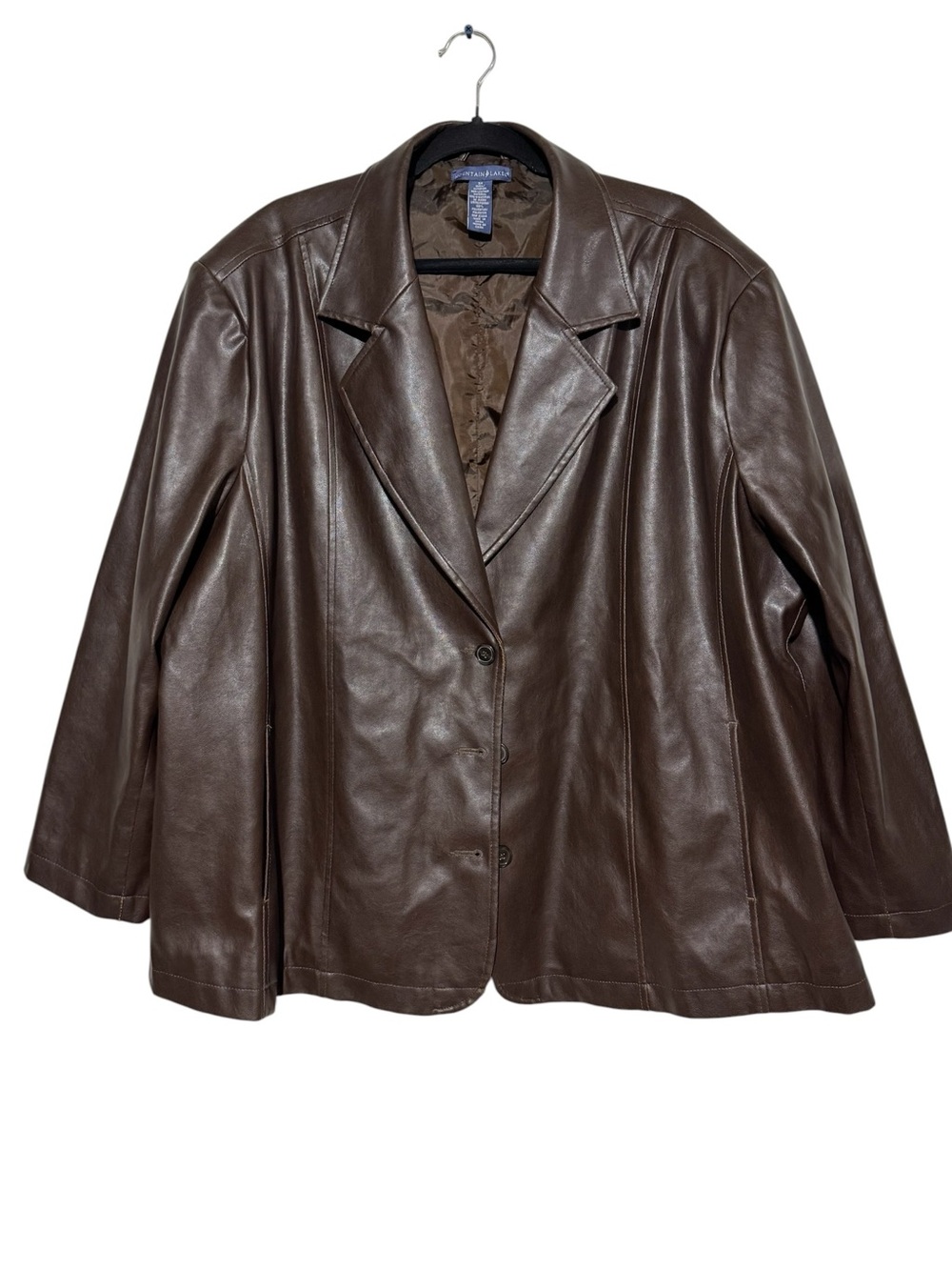 Mountain Lake Faux Leather Blazer Jacket Women Plus Size 3X Chocolate Brown Fall